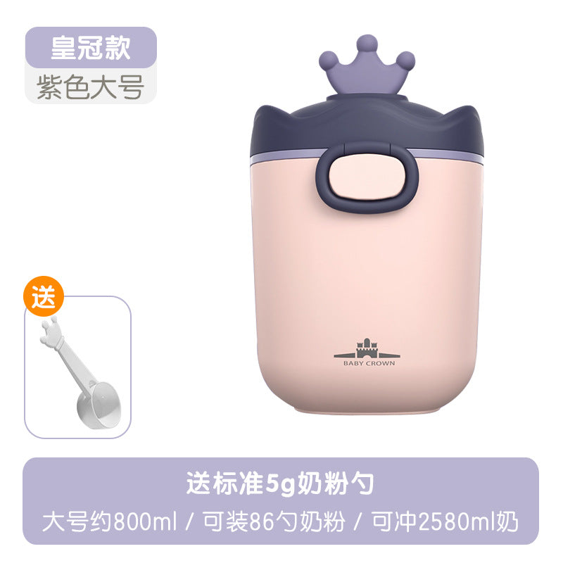 Baby crown milk powder box portable outing food rice noodles box sealed moisture-proof repackaged milk powder grid storage tank