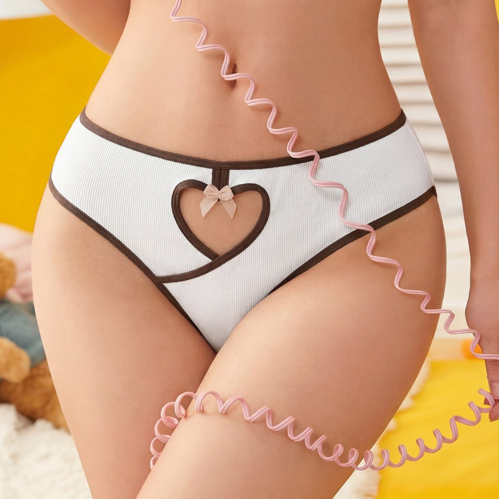 exclusive pure desire breathable plaid butt lifting cotton underwear women's low-waist ribbed cut out color matching women's underwear