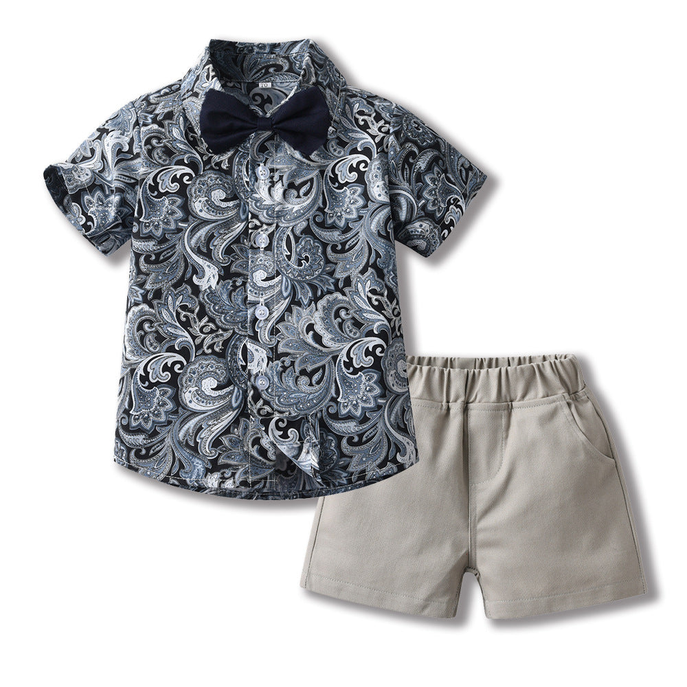 children's clothing boys' shirts spring and summer beach style floral shirt short-sleeved suit vacation summer floral shirt boys