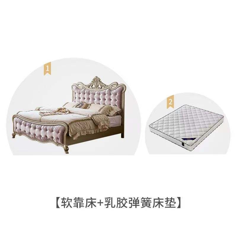 American light luxury solid wood bed for homefrench soft back princess bed high-end luxury wedding bed storage storage master bedroom large bed