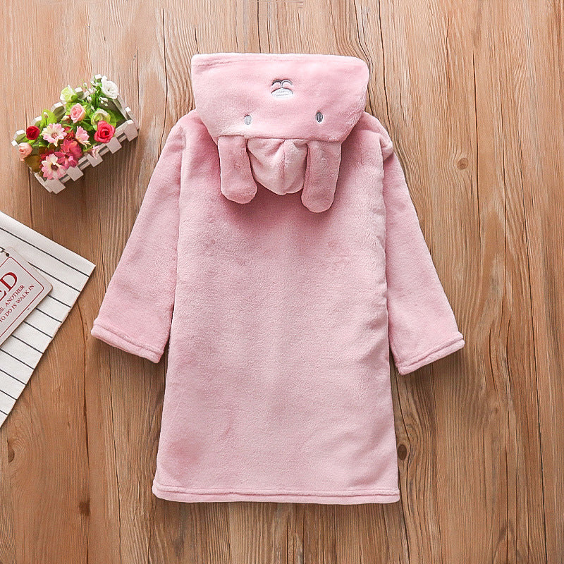 Girls' autumn/winter clothing: cute fleece-lined outerwear for baby girls, princess bathrobes for infants aged 0-3 years