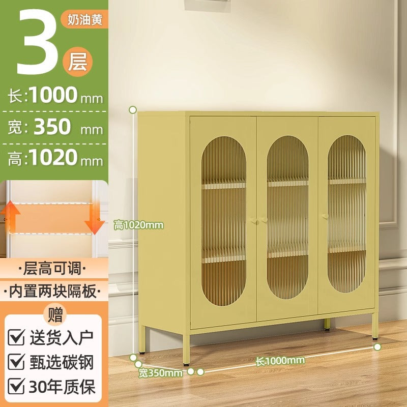 Kitchen and dining room storage cabinet, cream fresh style storage iron cabinet, casual sun panel door, living room tea and sideboard