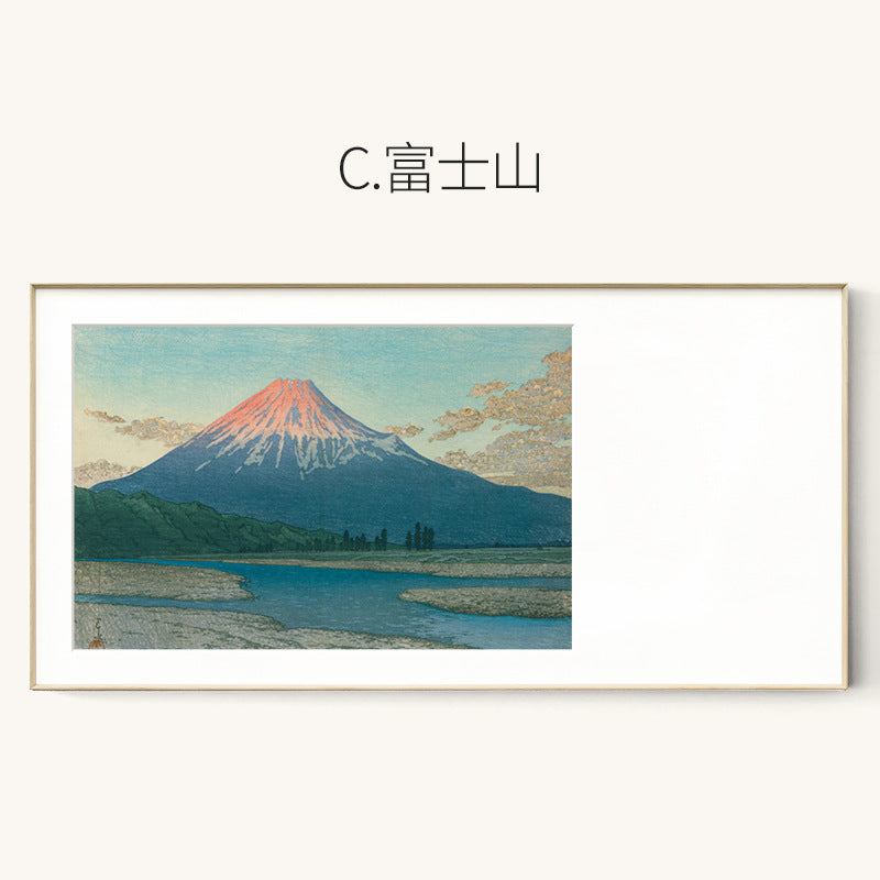Japanese-style Japanese-style decorative painting Kawase Basu print cardboard painting New Chinese-style Mount Fuji study living room dining room hanging painting