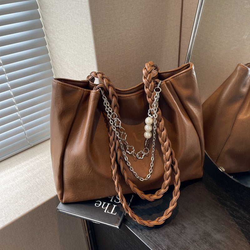 Cross-border high-end large-capacity bag women's 2025 new fashion college student shoulder bag niche women's tote bag