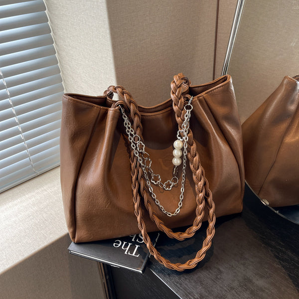Cross-border high-end large-capacity bag women's 2025 new fashion college student shoulder bag niche women's tote bag