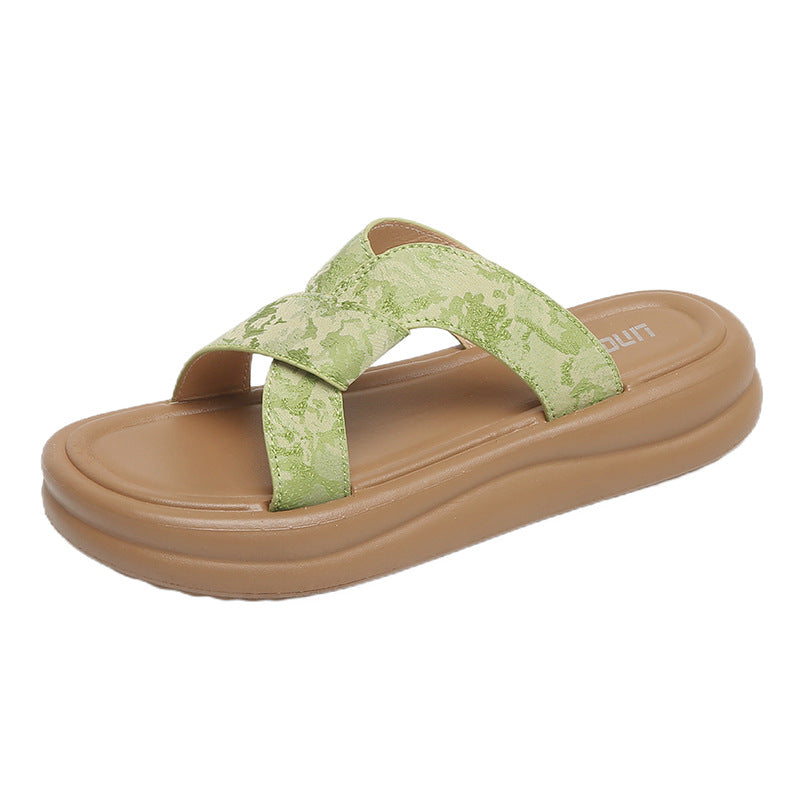 Fashionthick sole slippers beach women's shoes summer skirt outwear exquisite new arrivalclassy sense platform shoes one-line slippers