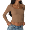 European and american style  new solid color bowknot lace cropped t-shirt, fashionable versatile long sleeve slim fit top for women