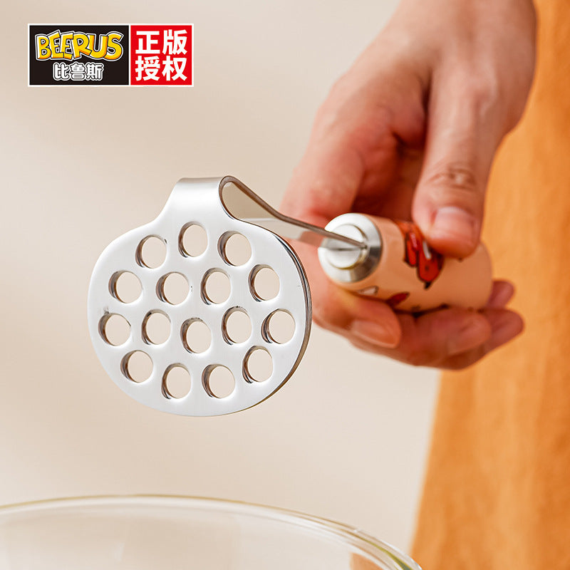 household 304 stainless steel mashed potato press, mashed food supplement, mashing and rolling tool, bilus co-branded