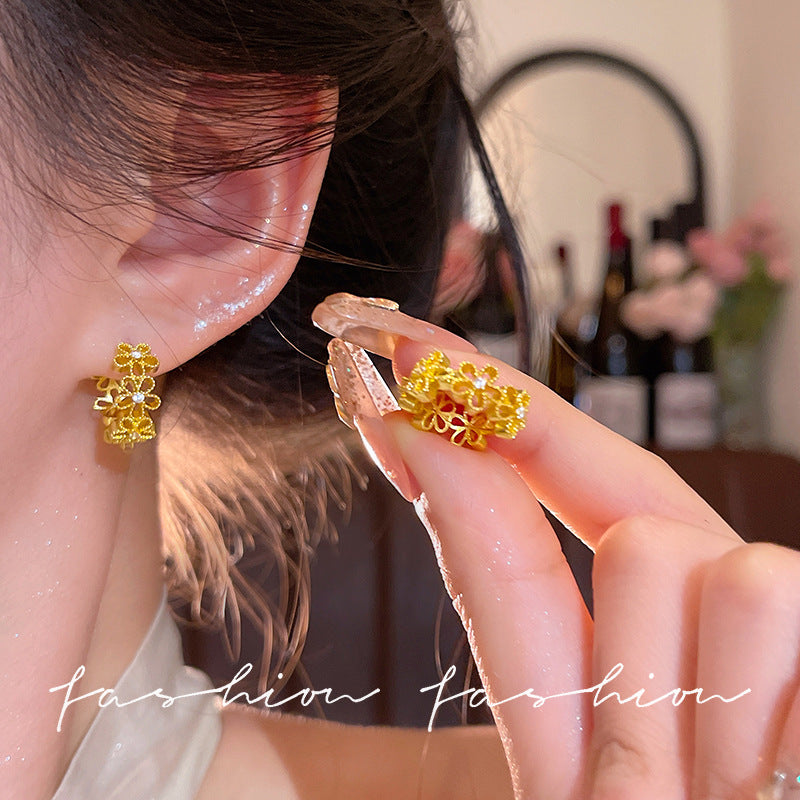 French gold filigree floral hoop earrings - 2026 new arrival: exquisite design, elegant and versatile earrings