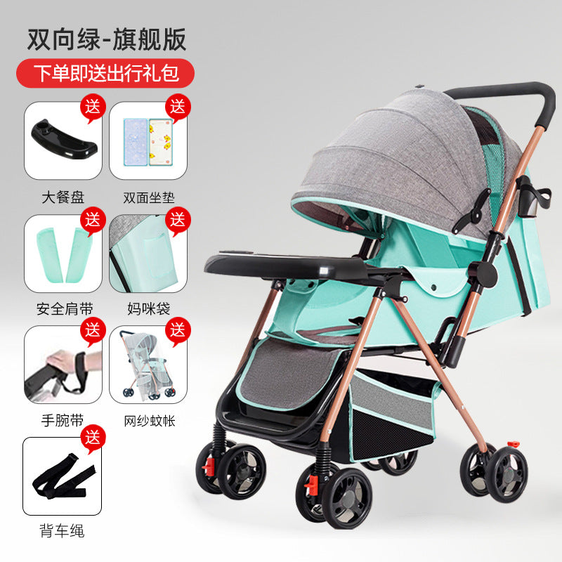 Baby stroller - lightweight, foldable, reclining, four-wheel pushchair for infants and toddlers - one-click folding - dropshipping available