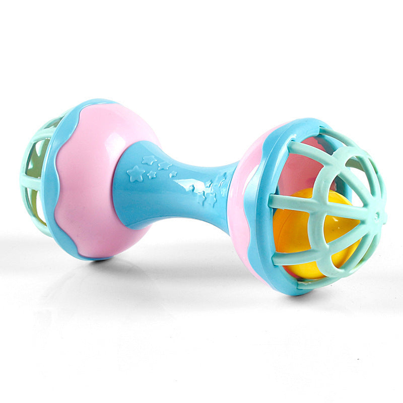 Cross-border South East Asia Export Baby Soft Glue Stick Fitness Hand Rattle Hand Grab Ball Dumbbell Toy Warm Color Fitness Combination