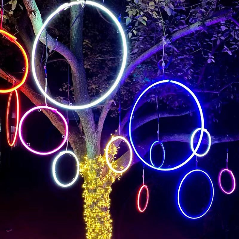 LED luminous circle hanging tree light outdoor waterproof festival Spring Festival tree lighting decorative modeling wishing ring light