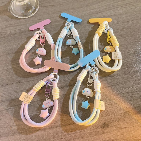 ins speechless clouds stars mobile phone case lanyard wristband short mobile phone camera lanyard pendant keychain universal
