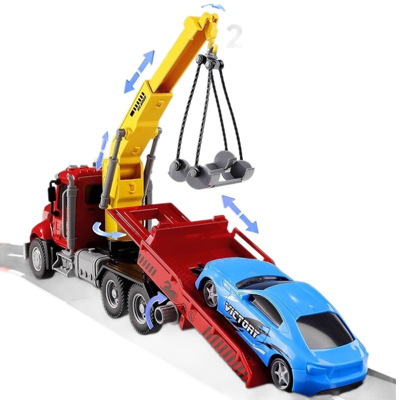 Kids' large fire truck ladder cargo rescue truck tractor truck construction crane tow truck toy for boys, ages 3-6