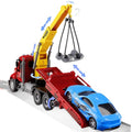 Kids' large fire truck ladder cargo rescue truck tractor truck construction crane tow truck toy for boys, ages 3-6
