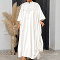 Solid color satin stand collar lace elegant dress - loose fit irregular drawstring chic african bubu robe dress