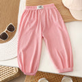 Kids anti-mosquito pants summer baby ice silk bloomers pants medium large children thin sports pants boys and girls casual nine-point pants