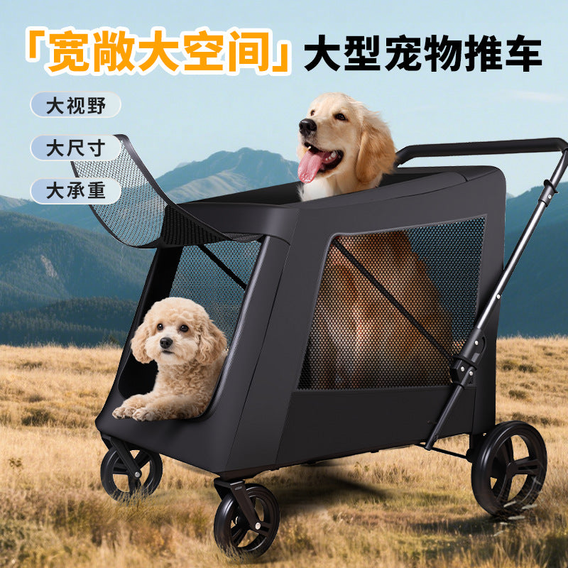 Multi-functional pet stroller for medium to large dogs - outdoor travel, large capacity, portable, foldable, cross-border dog cart