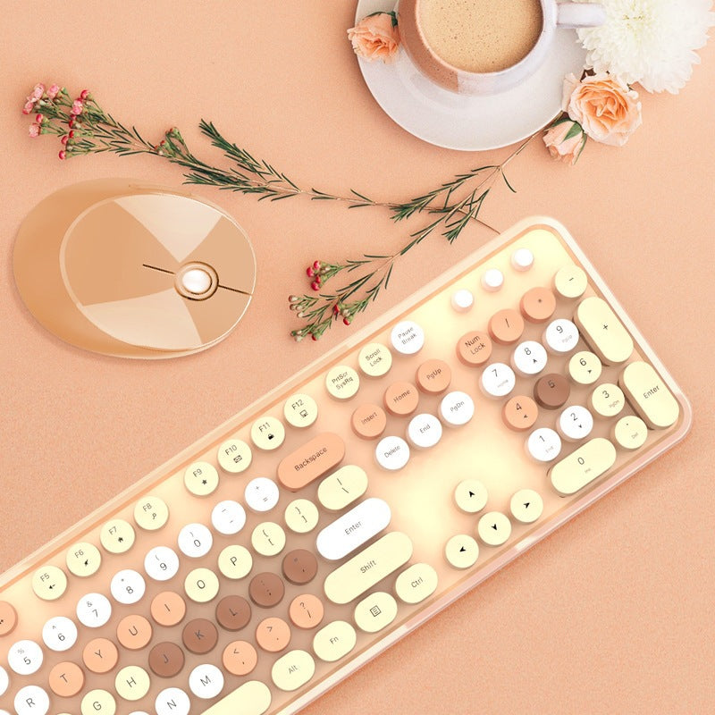 Sweet wireless keyboard and mouse combo - colorful lipstick design, punk style, cute office set for women - cross-border e-commerce