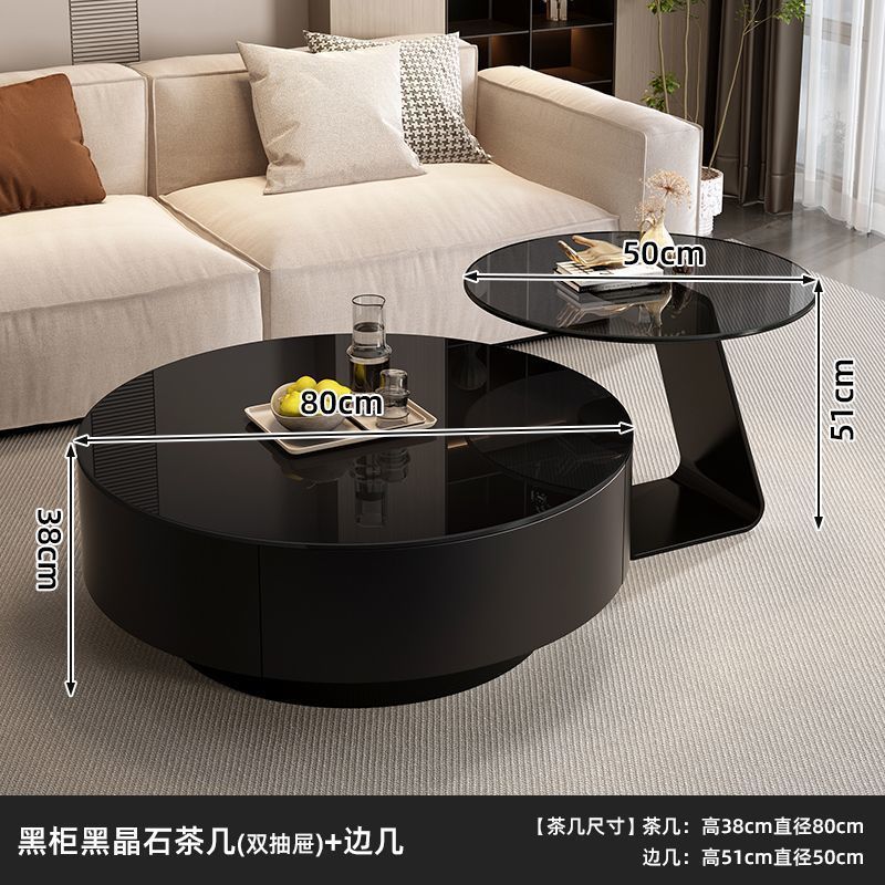 Italian solid wood coffee table living room glass modern round for homeaccessible luxury tea table casualnormcoreclassy side table combination