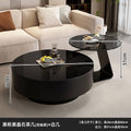 [80 solid wood model] pure black glass coffee table + side table