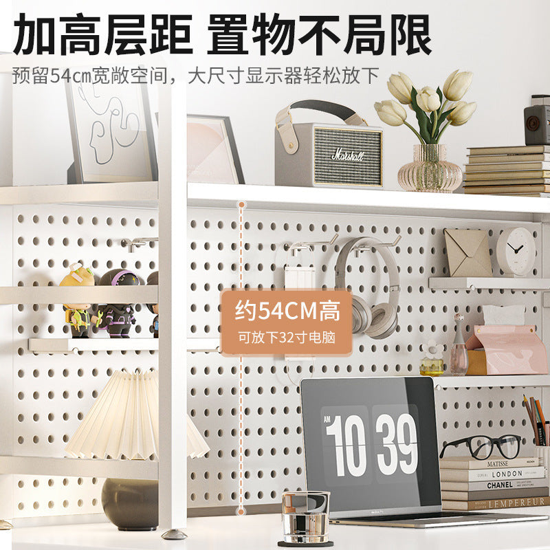 Desktop hole board wrought iron bookshelf, table shelf, dormitory layered storage rack, desk household finishing rack