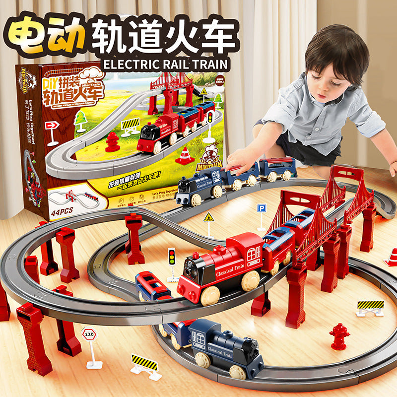 electric train track educational toy artificial model electric train super large changeable track assemble toy
