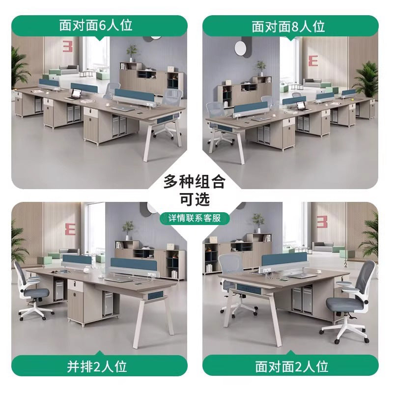 Executive office desk and chair set - modern minimalist furniture - four-seat workstation - office desk