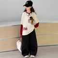 Processing personalizedgirlspringpatchworksweatshirtgirlfake two-piecetrendy single topskidsnew arrivalpullover shirttrendy