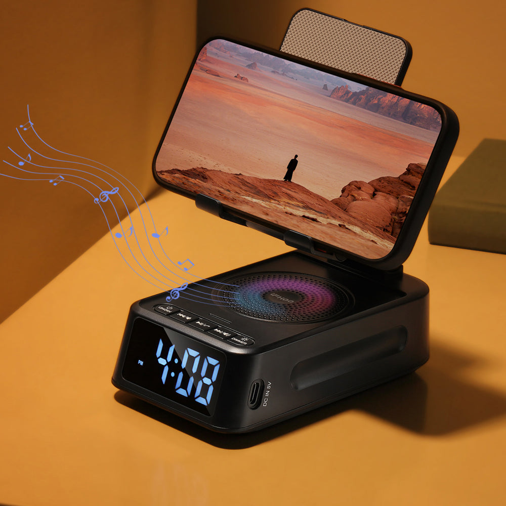 F20 creative phone stand smart home brand multifunctional bluetooth speaker lazy stand 3-in-1 clock