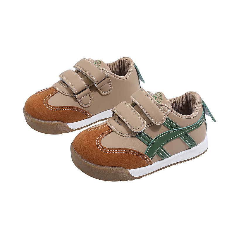 Vancahao girls' anti-slip breathable first walker shoes, white sneakers, soft sole board shoes, boys' anti-kick shoes, forrest gump style