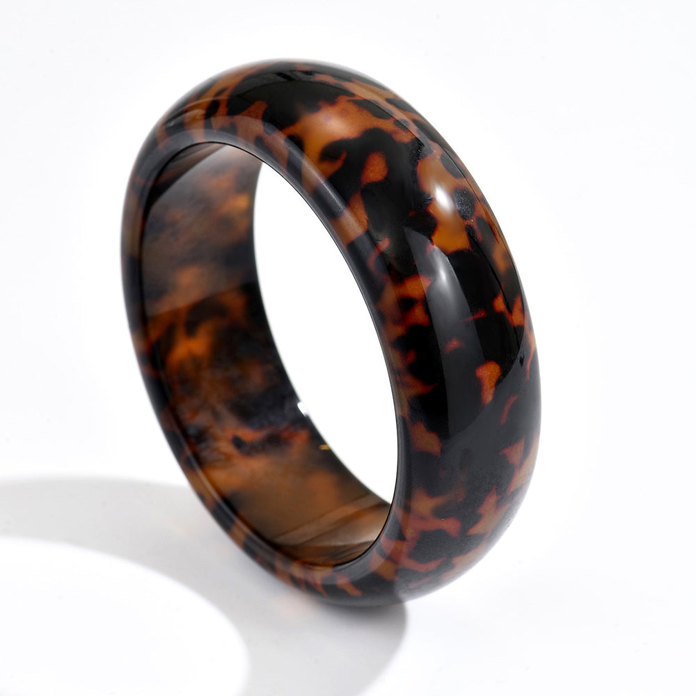 European and american cross-border retro trendy round resin leopard print bracelet niche design maillard hand stacked jewelry for women