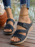 Plus sizeexportnew arrivalwomen's summer open toe outwear slippers thick sole wedge beach one-line plus size sandals