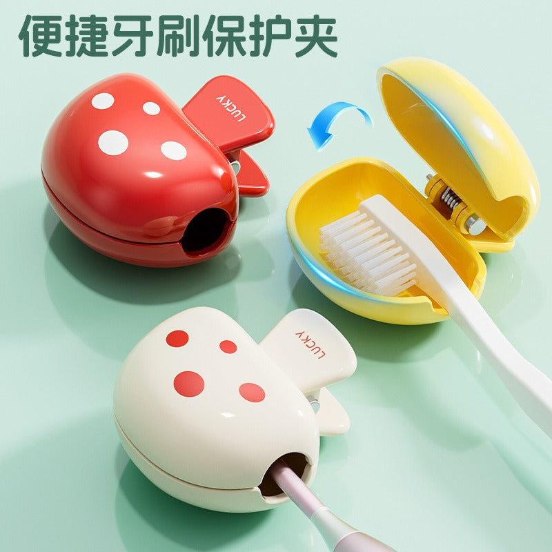 Mushroom toothbrush storage clip portable travel toothbrush dust protective cap storage box portable toothbrush head protective jacket