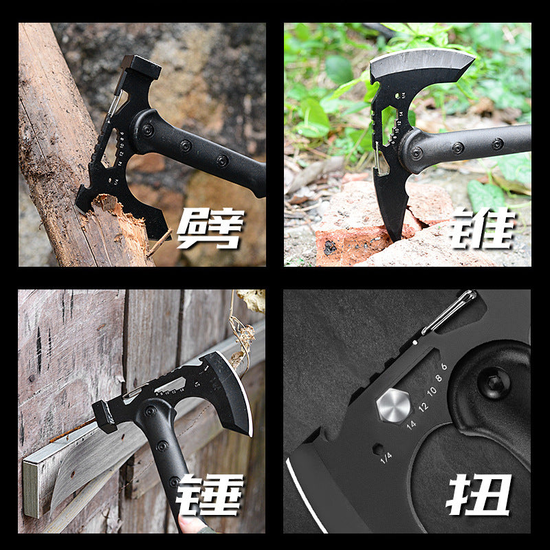 Outdoor multifunctional tactical ax, engineer ax, wood chopping, self-defense hand ax, tree chopping, mountain ax, camping long handle
