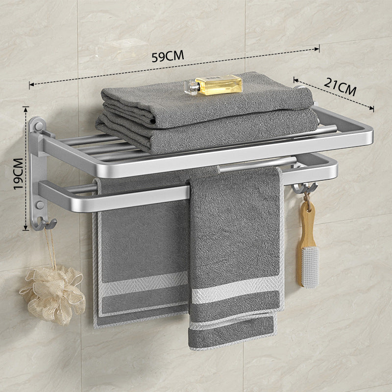 Space aluminum towel rack, no punching, bathroom, bathroom rack, towel rack, bathroom hardware pendant set.