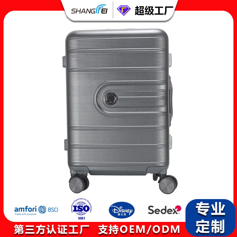 Metal logo suitcase aluminum frame trolley case universal wheel suitcase printed pattern gift password bag manufacturer