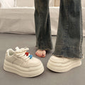 Women's white sneakers with hidden wedge heel - 2025 hot new spring/autumn style, premium thick sole platform, bestselling casual athletic shoes
