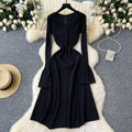 Elegant goddess style dressfall and winternew arrival with classy sense horn long sleeves waist bottomsweater skirt