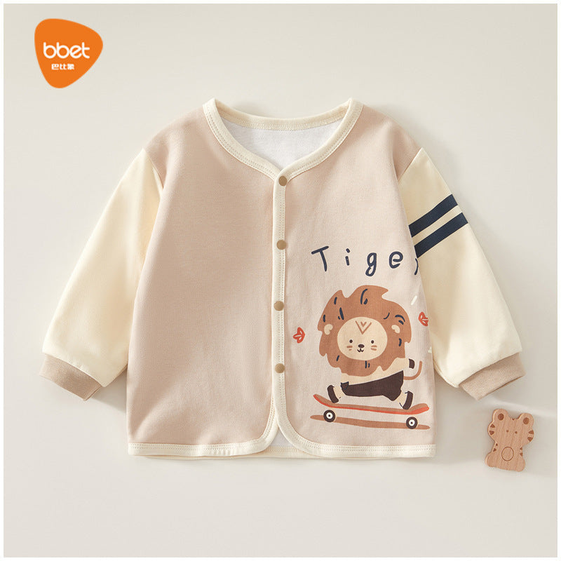 Babycare newborn baby pure cotton double-layer cardigan, korean style autumn outwear, autumn/spring children's clothing