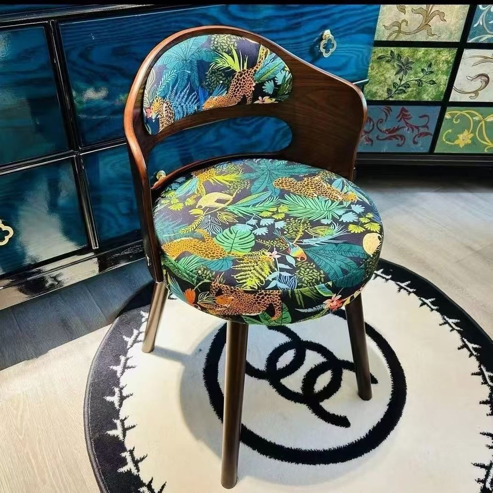 Solid wood chair accessible luxuryrotate dining chair for home backrest makeup dressing table kids stool table and chair retro new chinoiserie