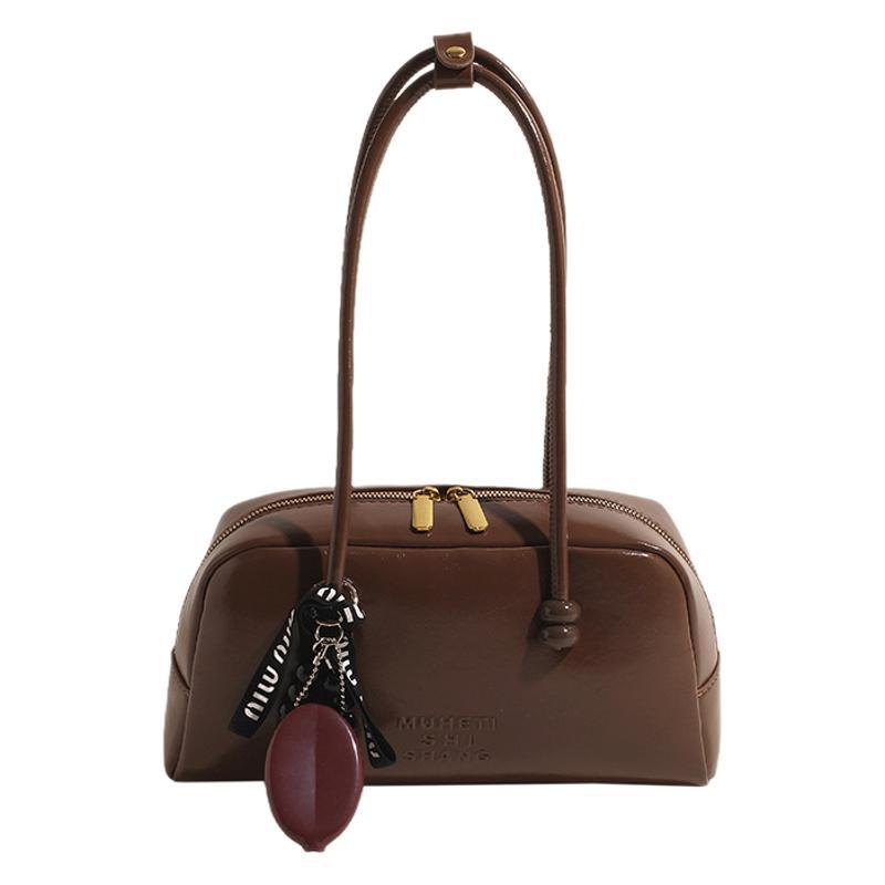 Cross-border high-end retro oil wax leather Boston bag trendy new large-capacity portable underarm commuter shoulder bag