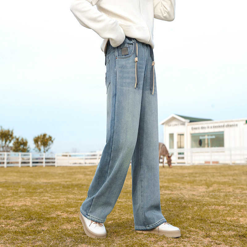 Girlloose pantsjeansspring & fallnew arrivalstraight-leg pantskids pants middle girl big childpantsloose