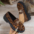 plus size slip-on leopard print loafers for women  spring & fall new arrivalthick soleflats british style small leather shoes for women