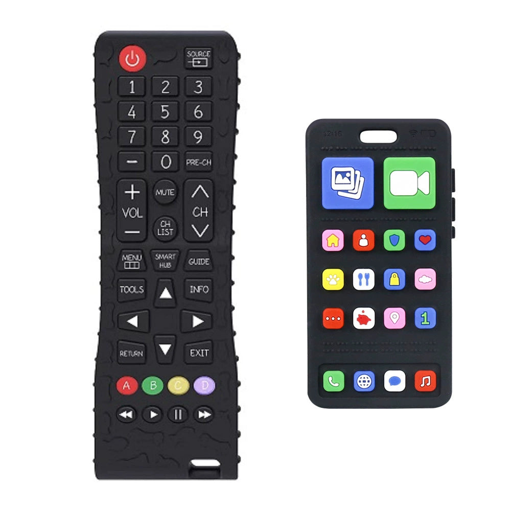 Cross-border color pressing mobile phone toothpaste baby food grade boiled anti-eating hand biting glue tooth grinding stick baby toothpaste