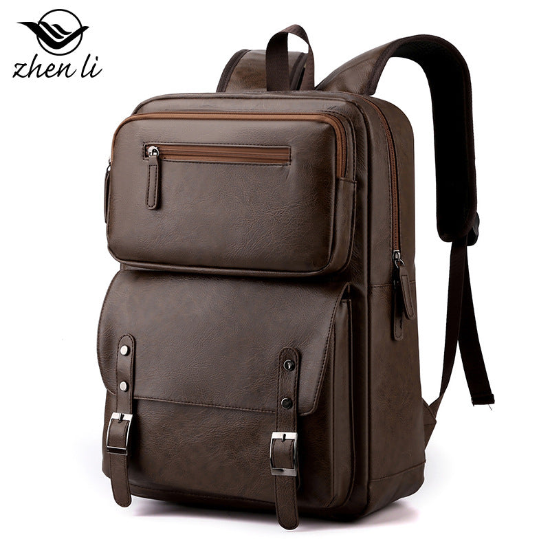 Cross-border backpack Men's casual backpack Business travel laptop bag PU large-capacity travel backpack