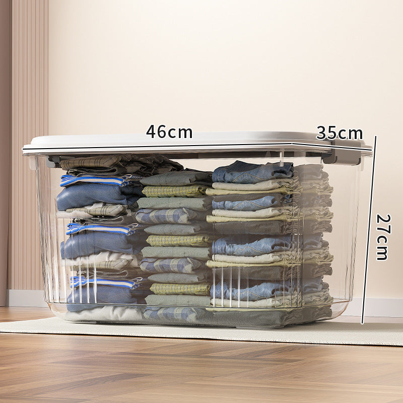 Household acrylic transparent storage box with lid, clothes storage box, household quilt sundries finishing basket wholesale