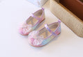 Gradient glitter girls' princess shoes - spring/autumn soft sole baby flats with pearl butterfly bow - children's crystal dress shoes