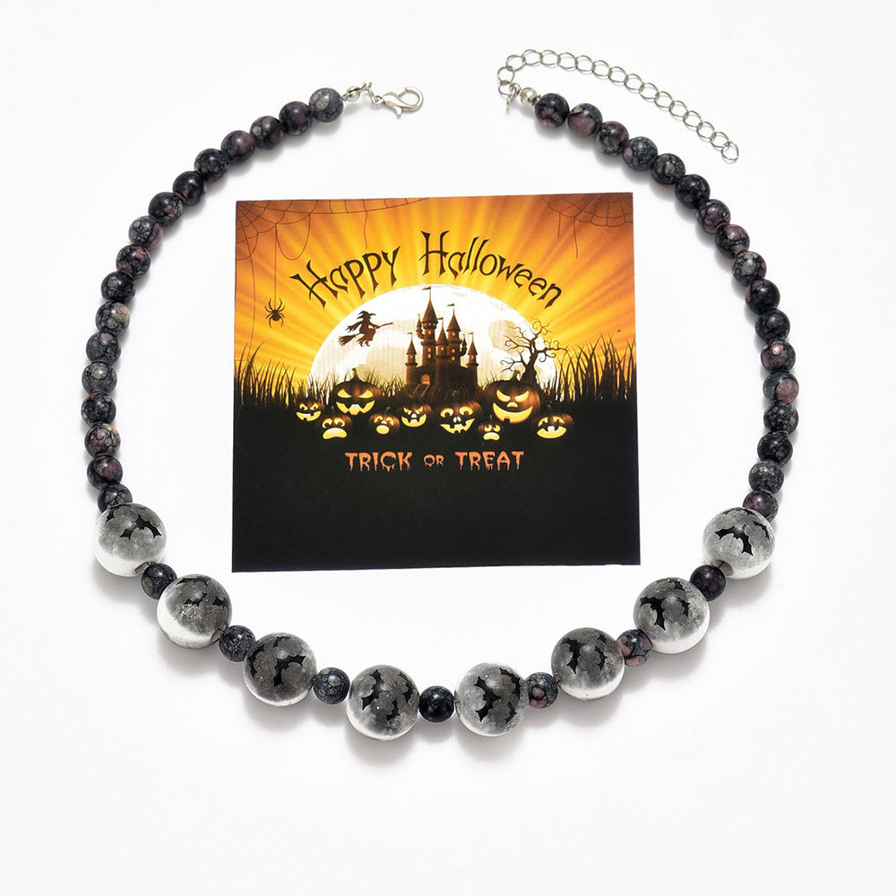 Halloween necklace bracelet wholesale cross-border exaggerated niche dark style trendy bat pumpkin eyes beaded bracelet