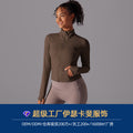 Processing personalized stand-up collar long zipper long sleevesoutwear brushed tight sports running fitness yoga wear tops for women